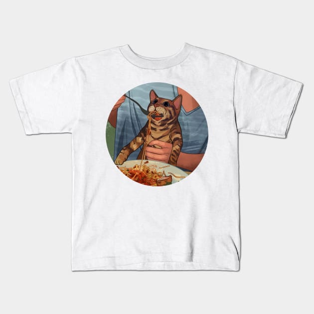 Spaghetti Cat Kids T-Shirt by Catwheezie